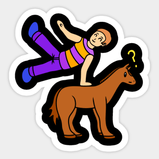 Funny gymnastic pommel horse Sticker